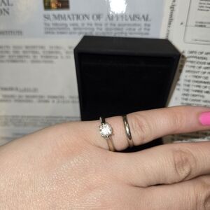 14K Diamond Engagement Ring And 14K Band